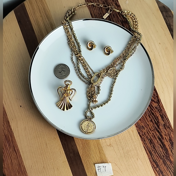 Jewelry Dish Bundle Of 4 Gold Tone Modern Minimalist - Picture 2 of 6